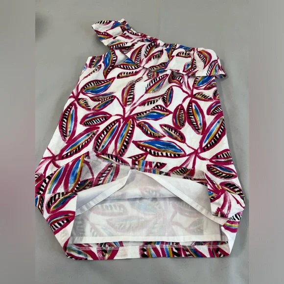 J Crew Factory Women Dress Size Small One Shoulder Tropical‎ Floral Print Linen - Picture 8 of 13